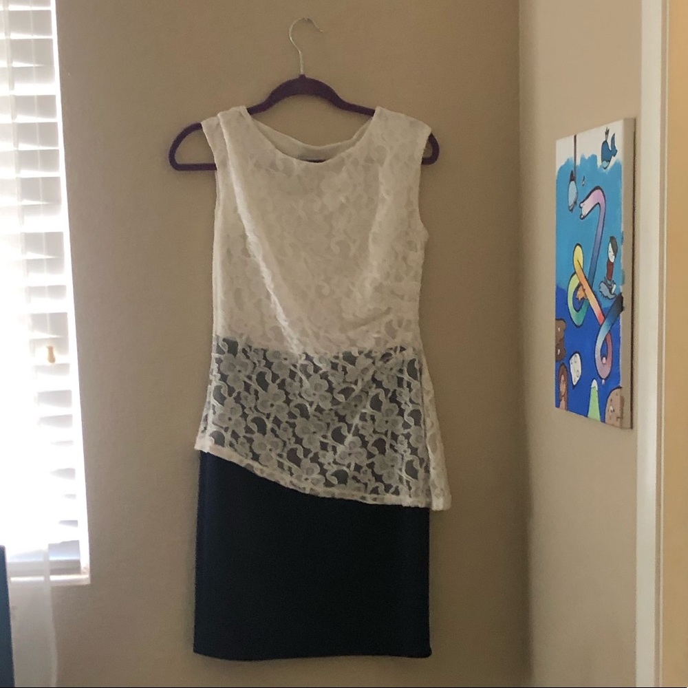 Dark Blue and White Formal Dress